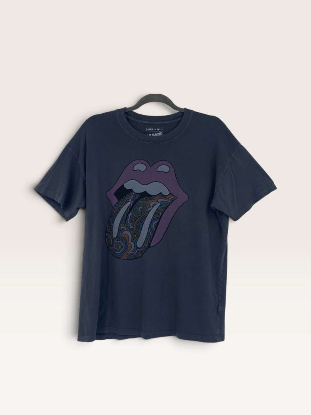 American Eagle AE Oversized Band Tee Women’s XS/S Rolling Stones Gray